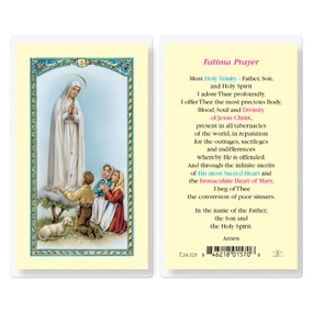 Prayer to the Our Lady of Fatima Holy Card