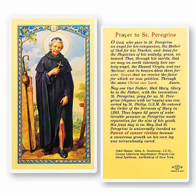 St. Peregrine Prayer Laminated Holy Card (E24-515)   Version 1