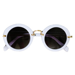 Blueberry Bay   Round Sunnies Sunglasses - White