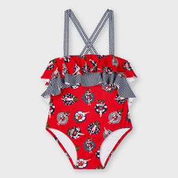 Mayoral     Ruffled Summertime Gals 1pc Swimsuit - Poppy Red