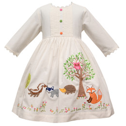 Cotton Kids Woodland Ecru Corduroy Dress - size 6