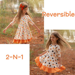 Evie's Closet  Fall Cafe / Halloween Reversible Knit Dress - size 8