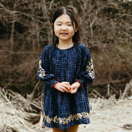Lali Kids  Transcadental Winter Tulip Dress - Midnight Blue - size 8