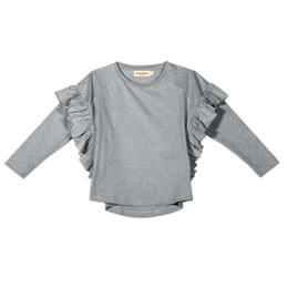 Paper Wings     Frilled Smock Tee - Grey Marle - size 6