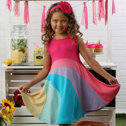 Lemon Loves Lime          Twirly Rainbow Dress - Multi Rainbow