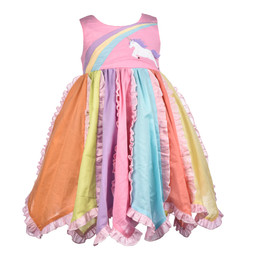 Cotton Kids   Fairyland Pastel Rainbow Unicorn Dress