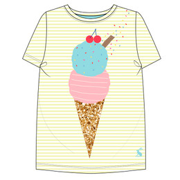 Joules   Astra Ice Cream Cone Knit S/S Top - Yellow Stripe