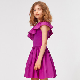 Molo               Chloey One-Shoulder Organic Knit & Woven Dress - Grape
