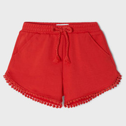 Mayoral          Chenille Knit Shorts w/Embroidered Hem - Carmine Red