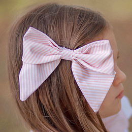 Be Girl Clothing                        Garden Party Classic Bow - Pink Stripe