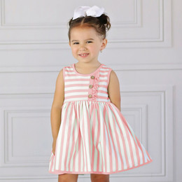 Serendipity Clothing    Stripe Eden Dress - Petal Pink - size 2T