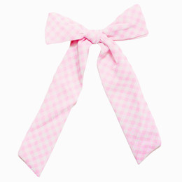 Be Girl Clothing                        Celebrations Long Tail Bow - Pink Gingham