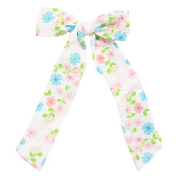 Be Girl Clothing                        Celebrations Long Tail Bow - Aqua Floral - size One Size