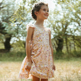 Lali Kids Picnic In Provence Pinafore Dress - Pink Floral - size 3T