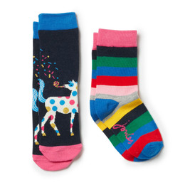 Joules    Brilliant Bamboo Socks - 2 pairs! - Party Horse & Stripes