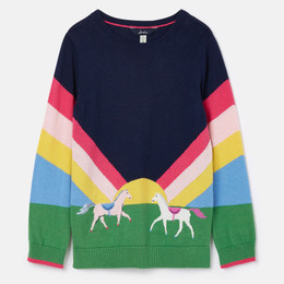 Joules       Miranda Crewneck Sweater - Rainbow Horse