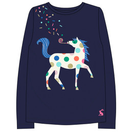 Joules    Ava Applique Knit L/S Tee - Navy Party Horse