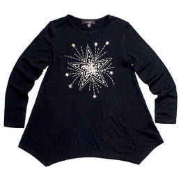 Imoga           Amber Star Embellished Graphic Jersey Knit Tunic - Black Sparkle **PRE-ORDER**
