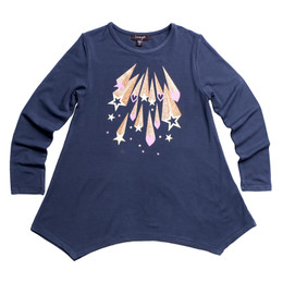 Imoga           Amber Fireworks Embellished Graphic Jersey Knit Tunic - Navy Astral **PRE-ORDER**