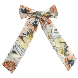 Be Girl Clothing                              Changing Colors Long Tail Bow - Cream Floral - size One Size
