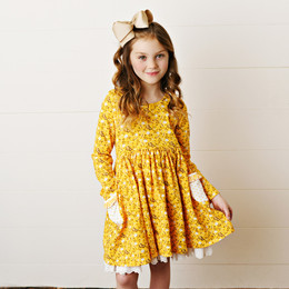 Serendipity Clothing      Butterscotch Flora Tiered Eyelet Pocket Dress