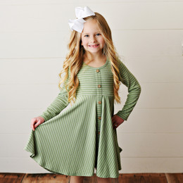 Serendipity Clothing       Ribbed Pocket Dress - Sage Green