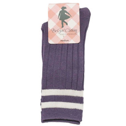 Be Girl Clothing                                Sporty Knee Socks - Eggplant - size Medium (4-6Y)