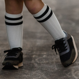 Be Girl Clothing                                Sporty Knee Socks - White / Black