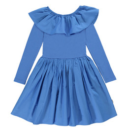 Molo                    Cille Organic Knit & Woven Ruffled Collar Dress - Stilleben Blue