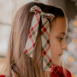 Be Girl Clothing                                           Holiday Rustic Tidings Long Tail Bow - Rustic Plaid