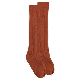 Jefferies Socks Classic Cable Knee High Socks - Rust