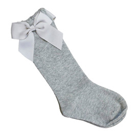 Be Girl Clothing                             Bow Happy Knee Socks - Earl  Grey
