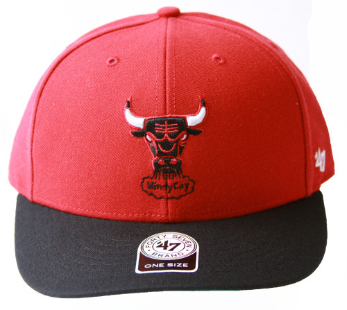 NBA 47 Brand Chicago Bulls 2 Tone Adjustable Hook and Loop, Red Black