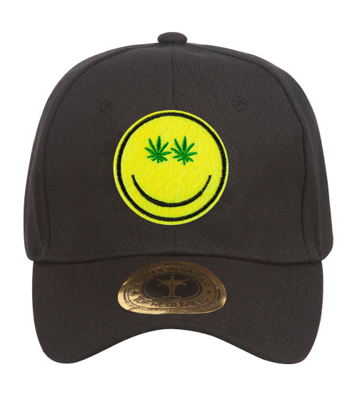 Marijuana Smile Face Black Adjustable Baseball Cap