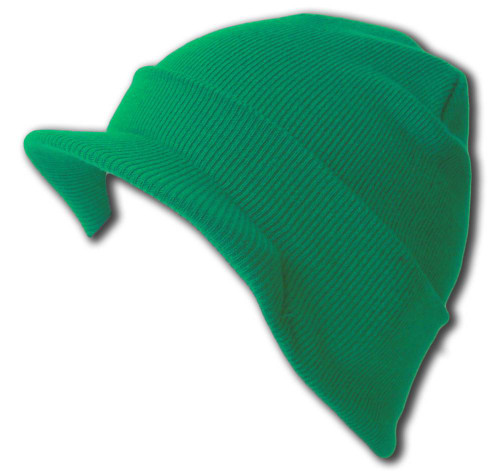Knit Cuff Beanie Visor - Winter Wear/Sports - Kelly Green