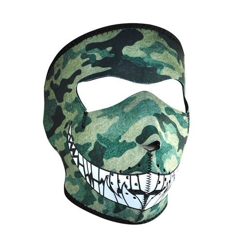 Neoprene Woodland Camo Print with Teeth Design Face Mask (Multicolor, One Size)