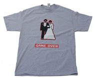 Game Over Wedding Video Game Character Cotton T-Shirt - Grey