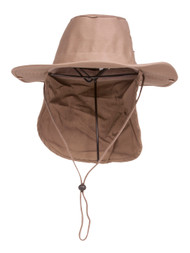 Top Headwear Safari Explorer Bucket Hat With Flap Neck Cover - Khaki