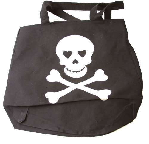 Skull Print Messenger Bag - Black