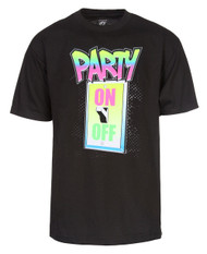 Colorful Party On and Off Switch Graphic T-Shirt- Black