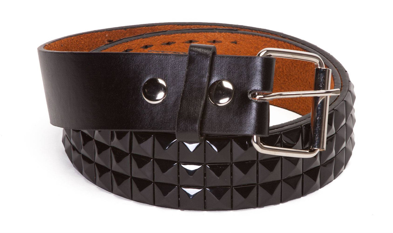 Punk Black Star Studded Checker Pattern Leather Belt Size: L 38-40