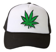 Trucker Mesh Vent Snapback Hat, Leaf 3D Patch Embroidery