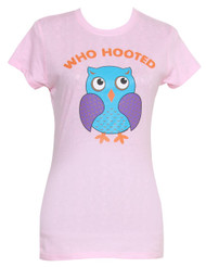 Women's "Who Hooted?" Owl Graphic T-Shirt - Lt Pink