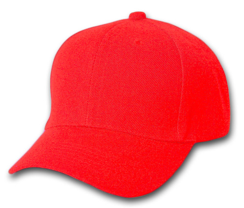 Plain Fitted Curve Bill Hat, Red 7 1/4