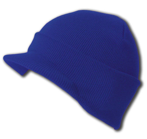 Knit Cuff Beanie Visor - Winter Wear/Sports - Royal Blue