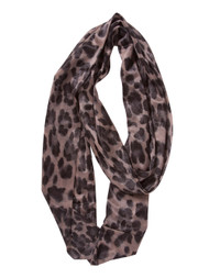 Lava Thin Shimmery Leopard Loop Scarf, Charcoal