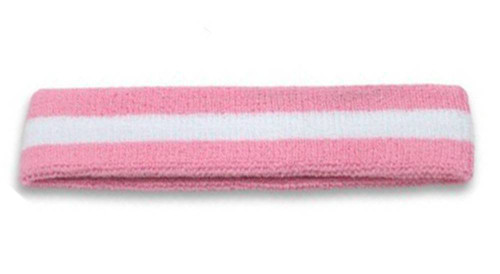 New Striped Sports Single Headband- Pink/White