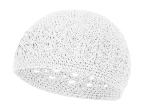 White Crochet Beanie Skull Cap Hat