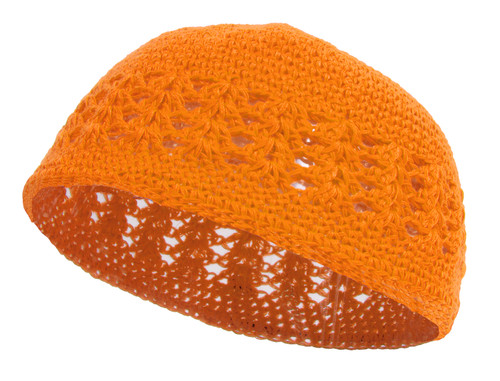 Knitted Head Beanie Hand Crocheted, Orange