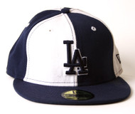 Los Angeles Dodgers Navy and White Pinwheel Style Fitted Hat - Size 6 7/8